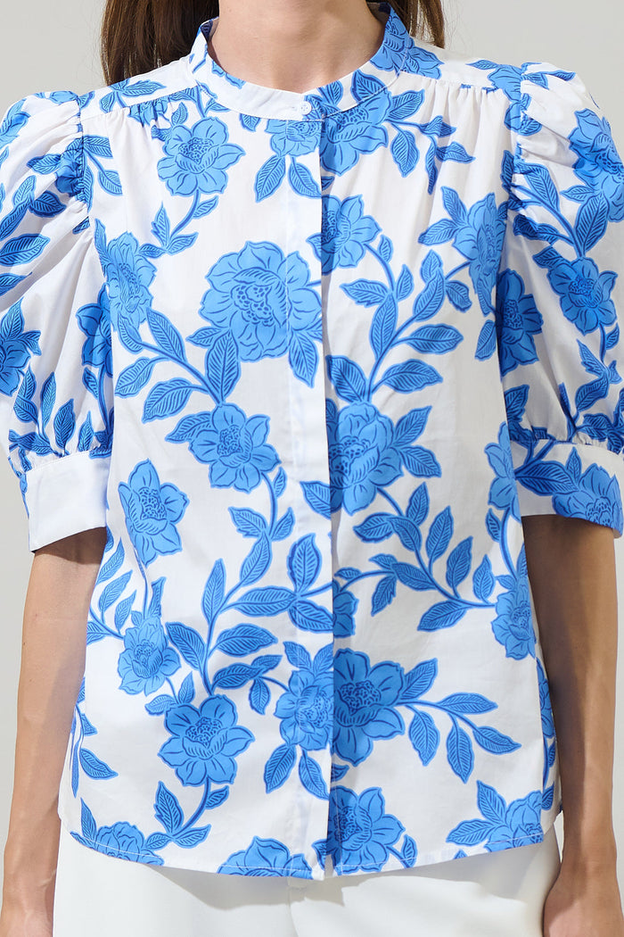 Glantis Floral Klina Drape Sleeve Top