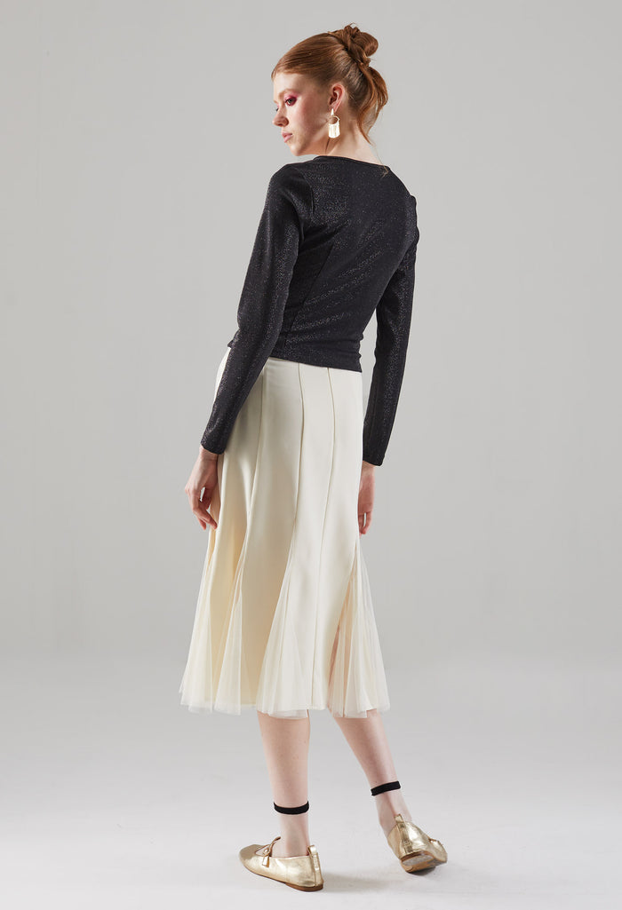 Glittery Surplice Neckline Top