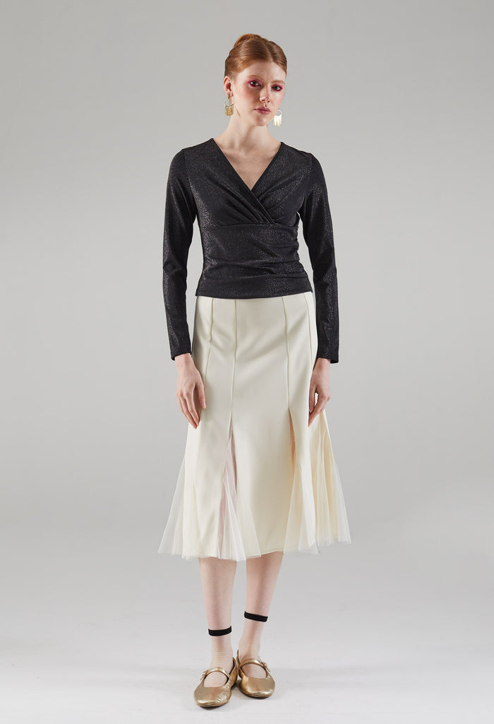 Glittery Surplice Neckline Top