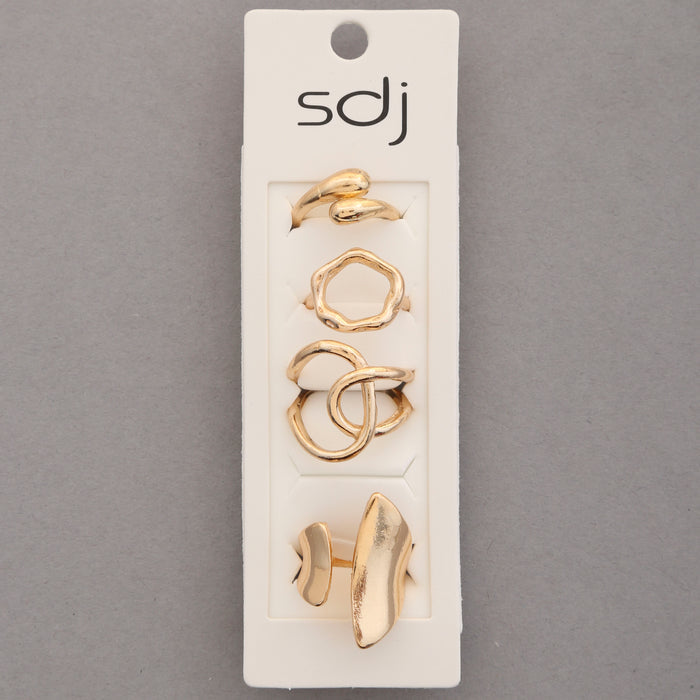 Gold Multi Shaped Assorted Ring Set