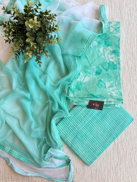 Green cotton salwar suit material