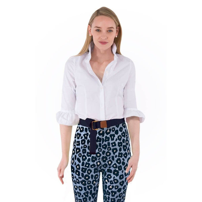 Gretchen Scott - Wash & Wear, Ruffle Detail Blouse Top - White - SALE