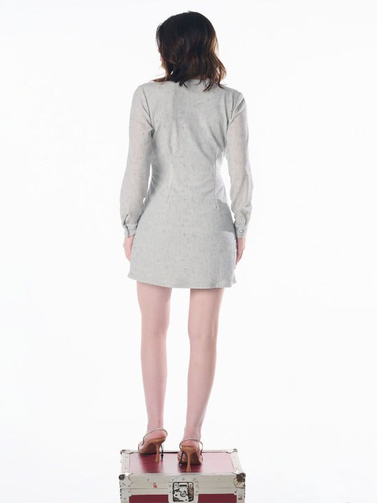 Grey Self Design Wrap Dress for Women