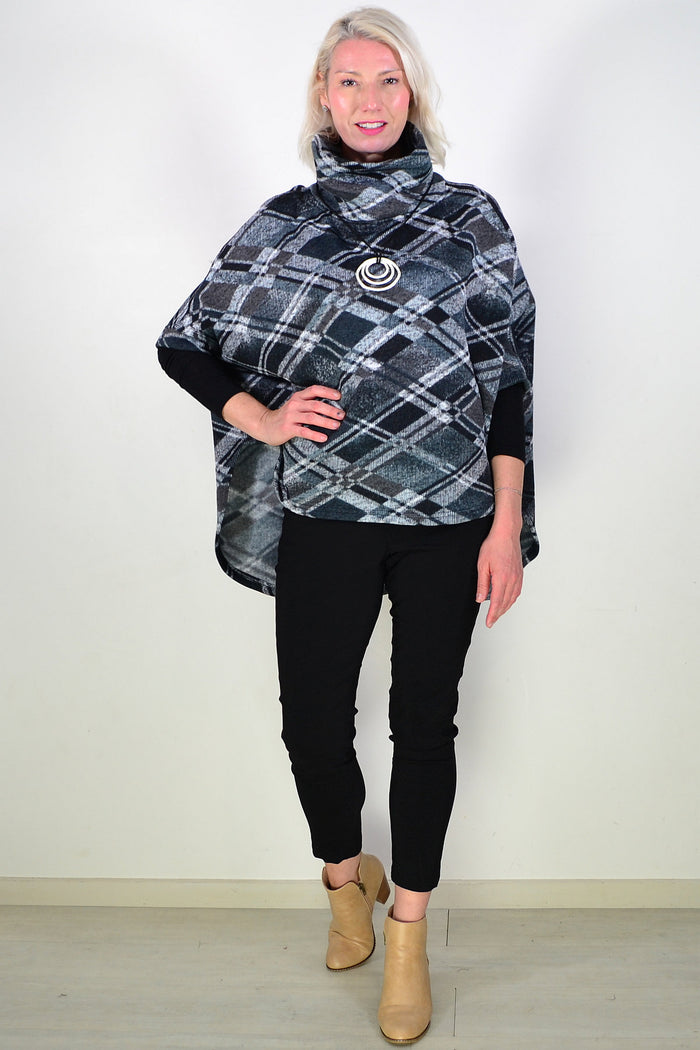 Grey Squares Hi Low Tunic Jumper