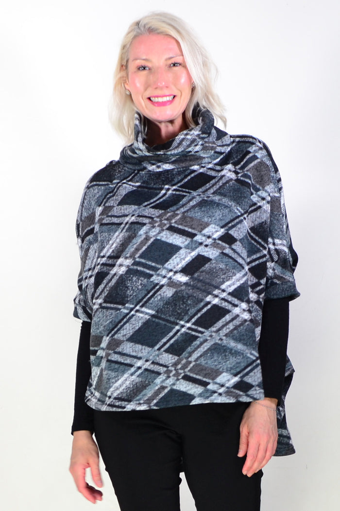 Grey Squares Hi Low Tunic Jumper