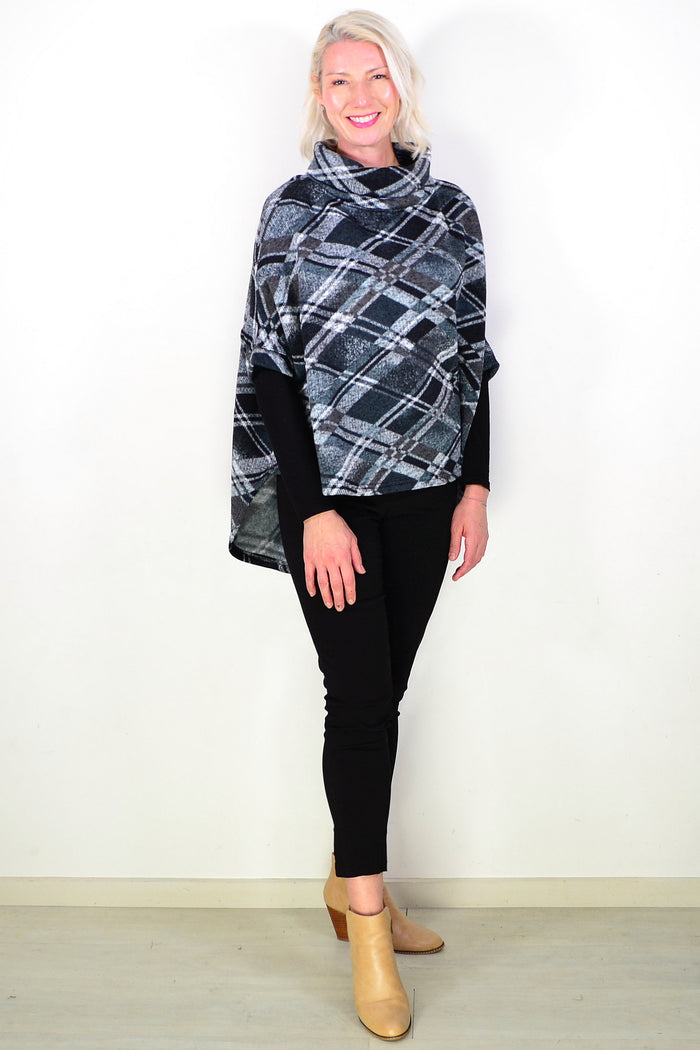 Grey Squares Hi Low Tunic Jumper