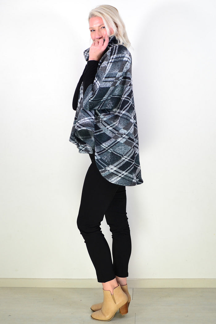 Grey Squares Hi Low Tunic Jumper