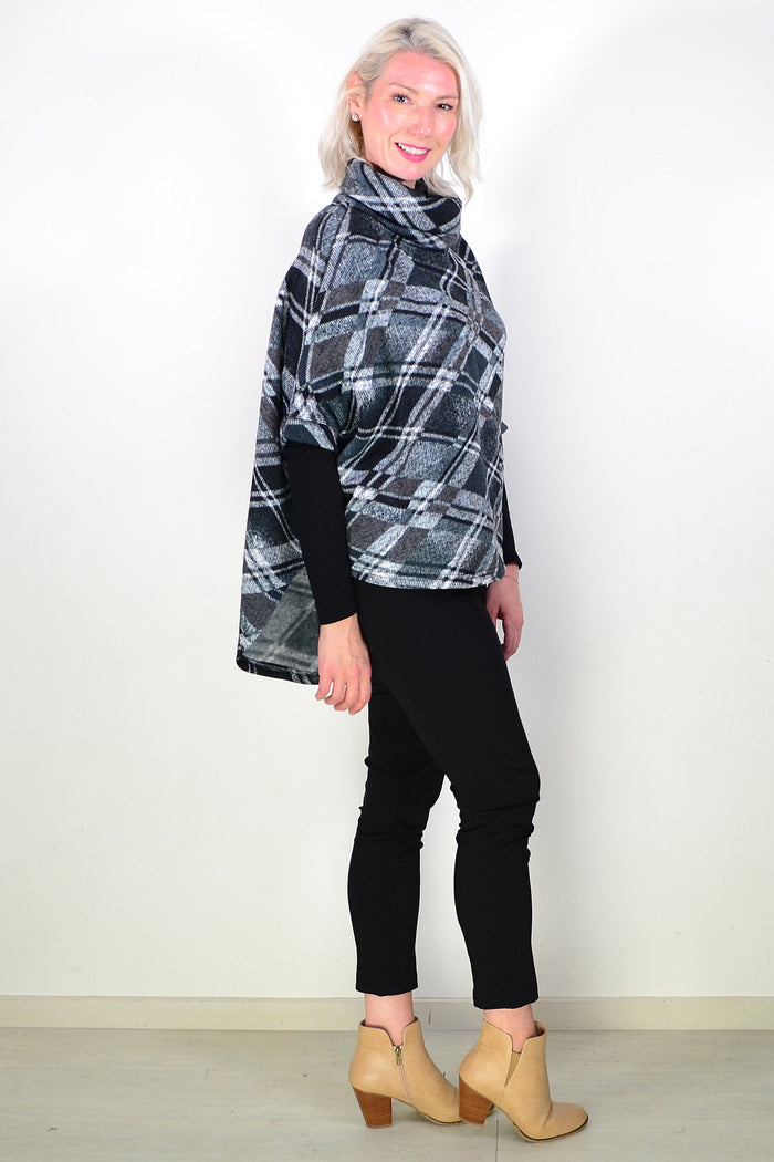 Grey Squares Hi Low Tunic Jumper