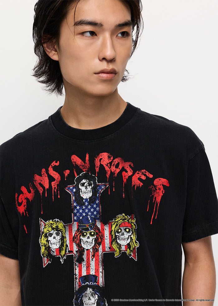 GUNS N' ROSES CROSS & SKULL GRAPHIC BAND TEE