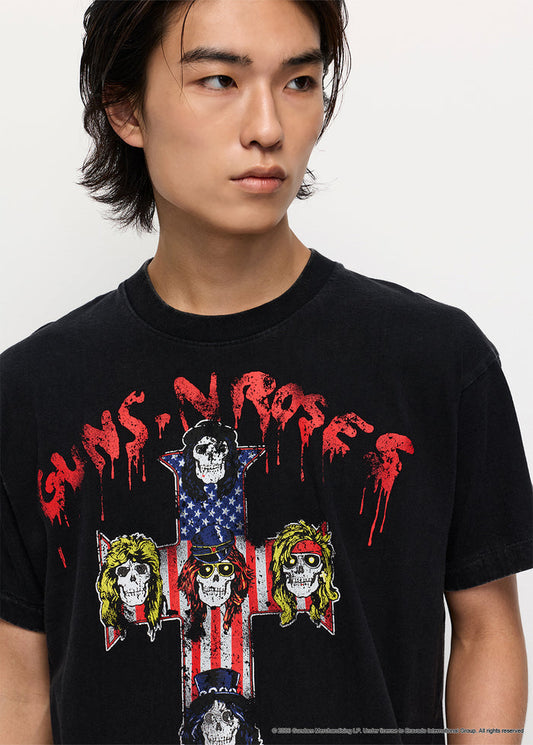 GUNS N' ROSES CROSS & SKULL GRAPHIC BAND TEE