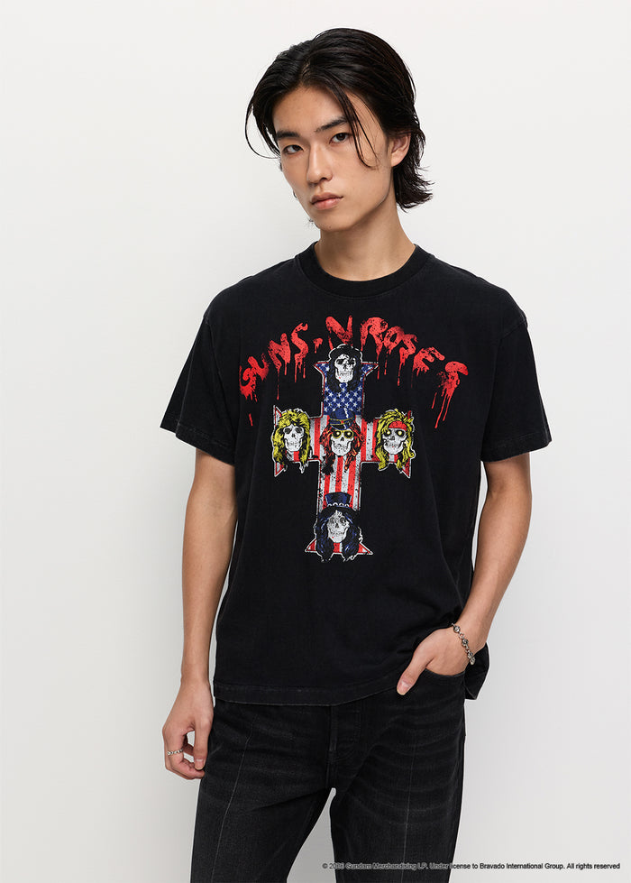 GUNS N' ROSES CROSS & SKULL GRAPHIC BAND TEE