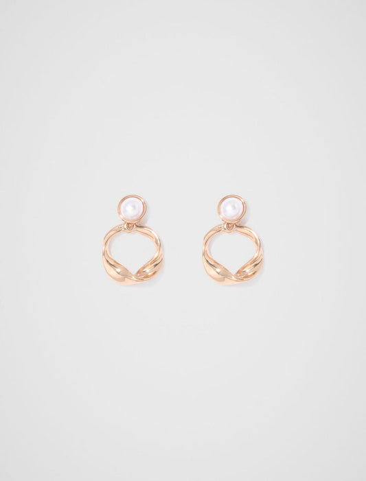 Hailey Hoop Pearl Drop Earrings 0 Pearl Gold Forever New