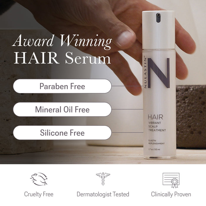 Front view of Vibrant Scalp Treatment 2-pack showcasing two serum bottles with dropper applicators on white background