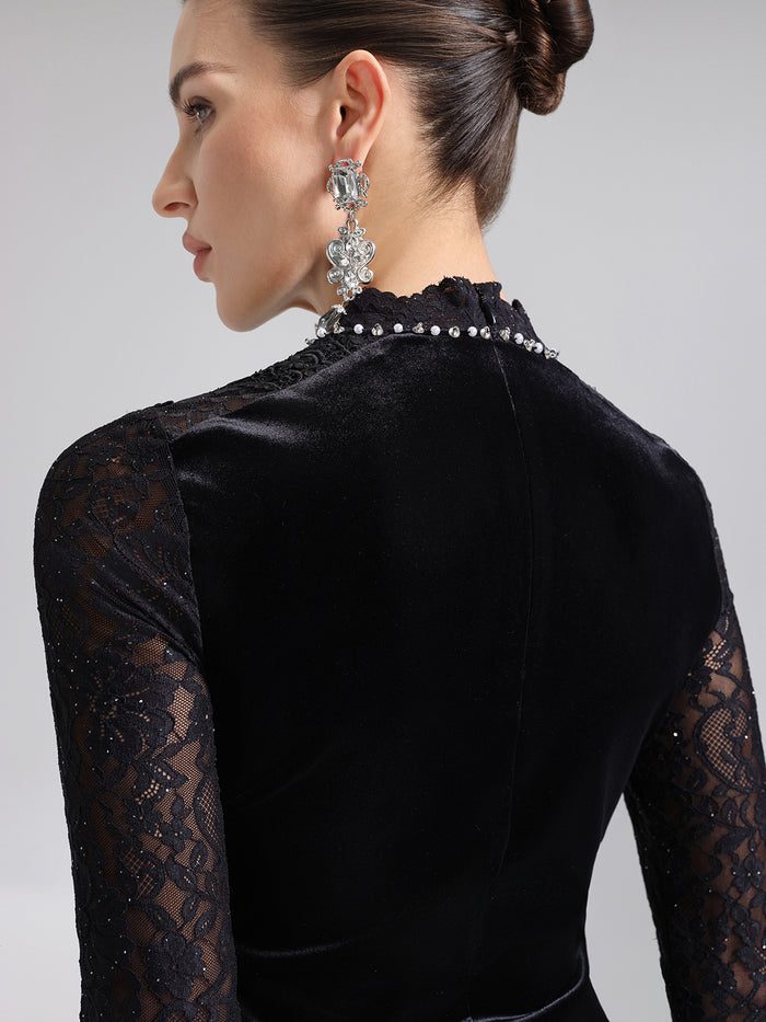 Women's embroidered lace dress modern elegant look