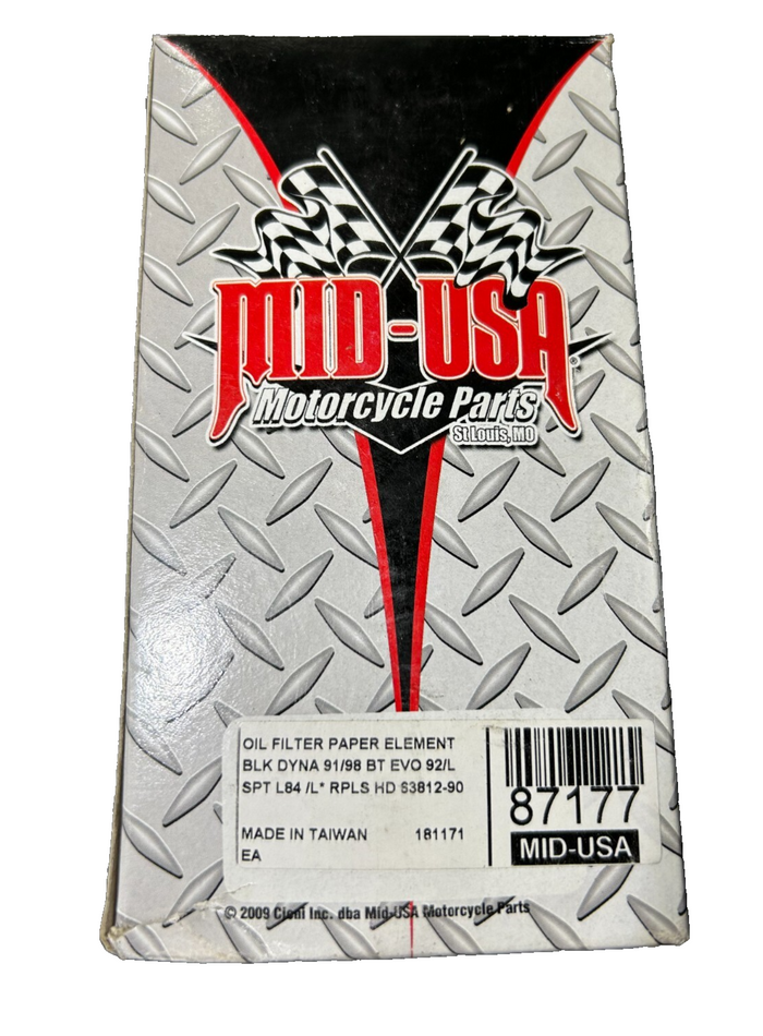 Harley Davidson MID-USA Black Oil Filter 87177 HD# 63812-90