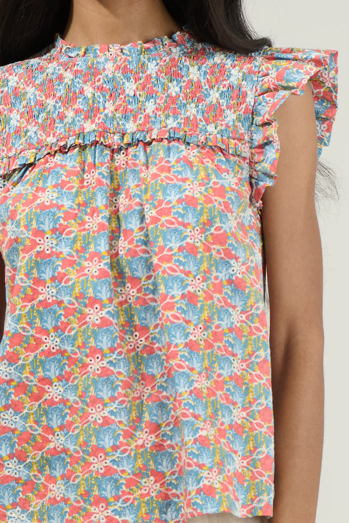Harlow Floral Smocked Ruffle Top