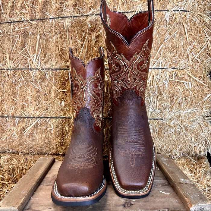 "Hector" Artillero Traditional Rodeo Toe Cowboy Boot- Brown