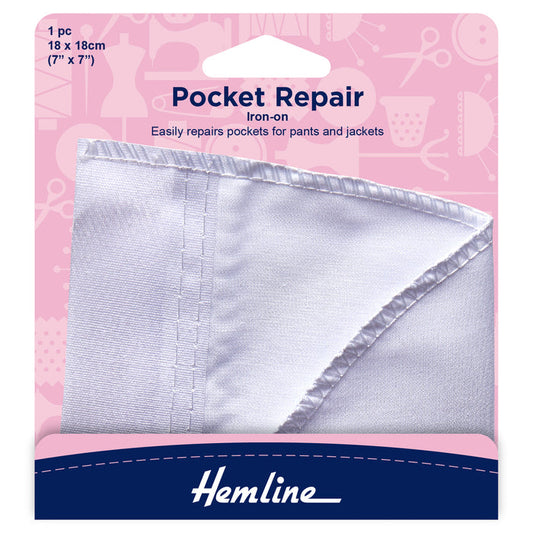 Hemline Iron-On Pocket Repair: White - Pocket Repair Patches