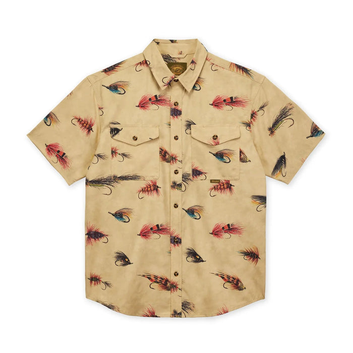 HOOKE ATLANTIC SALMON FLIES SHORT SLEEVE BUTTON DOWN MENS SHIRT