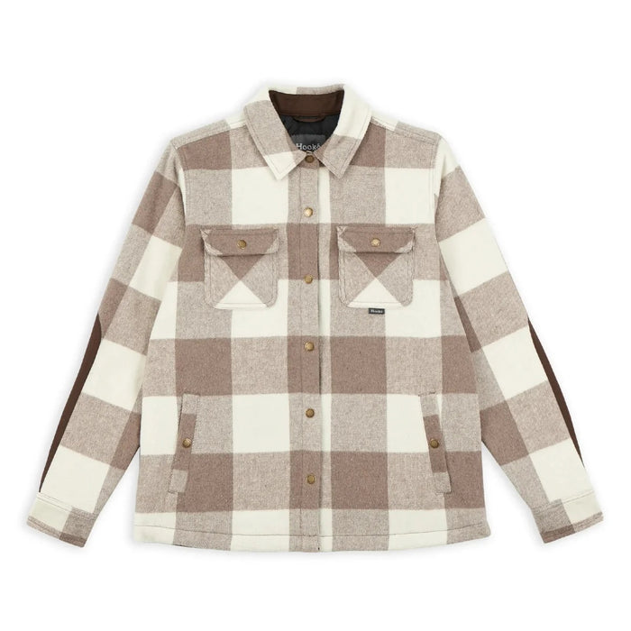 HOOKE CANADIAN INSULATED SHIRT TAUPE & CREAM LONG SLEEVED BUTTON DOWN WOMENS SHIRT