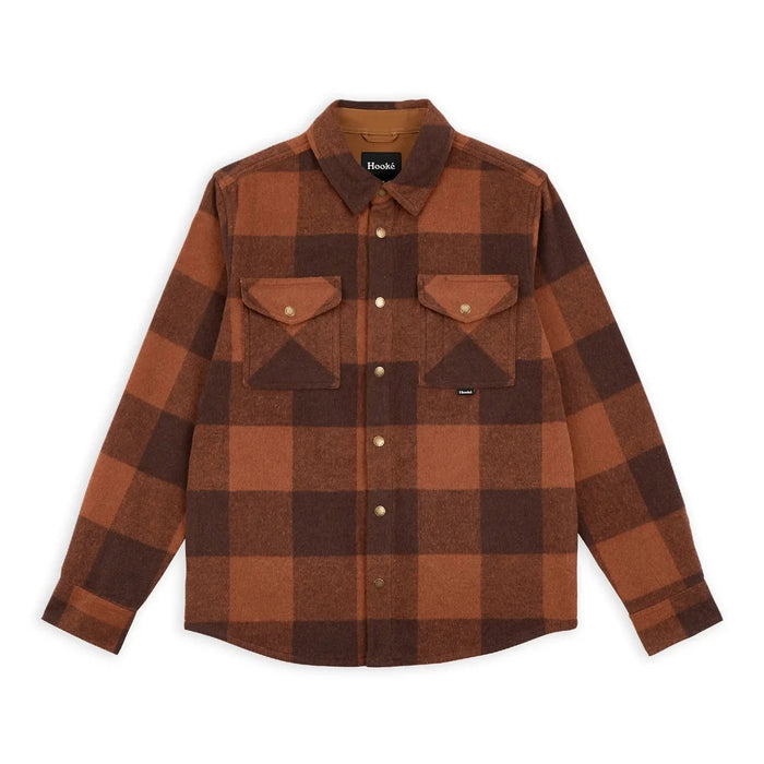 HOOKE CANADIAN OVERSHIRT CAMEL & BRICK LONG SLEEVE BUTTON DOWN MENS SHIRT