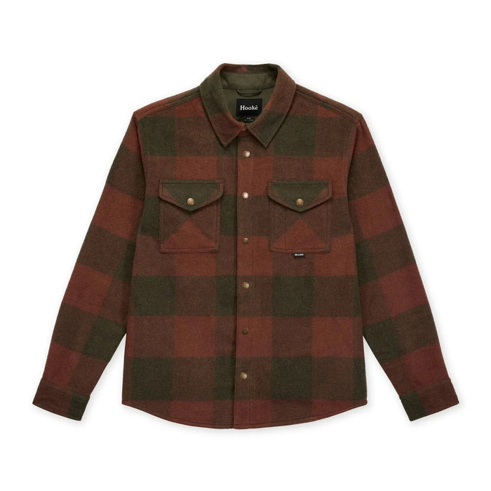 HOOKE CANADIAN OVERSHIRT DARK GREEN & BROWN LONG SLEEVE BUTTON DOWN MENS SHIRT