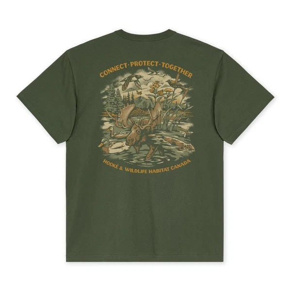 HOOKE WILDLIFE HABITAT CANADA DARK GREEN MENS T-SHIRT