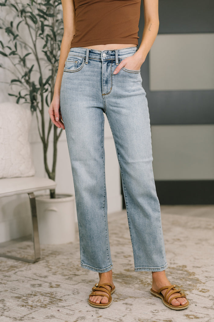 Judy Blue High Waist Ankle Straight Leg Jeans