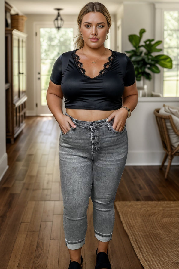 Judy Blue High Waist Dusty Charcoal Denim Capris