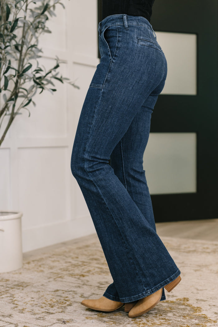 Judy Blue High Waist Flare with Patch Pocket Jeans