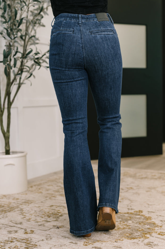 Judy Blue High Waist Flare with Patch Pocket Jeans