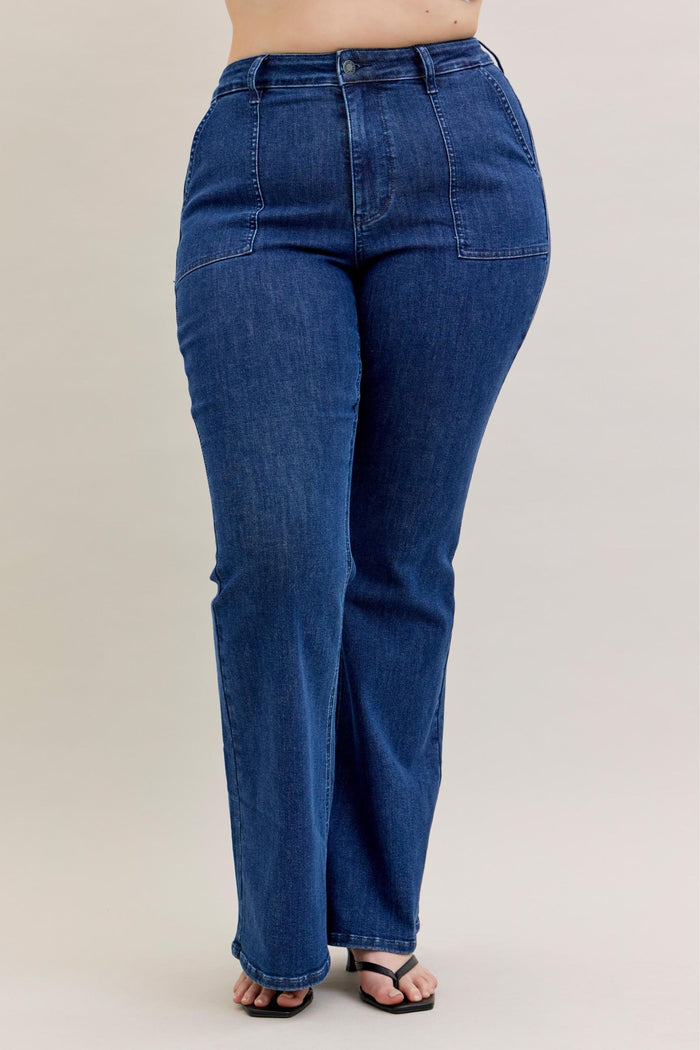 Judy Blue High Waist Flare with Patch Pocket Jeans