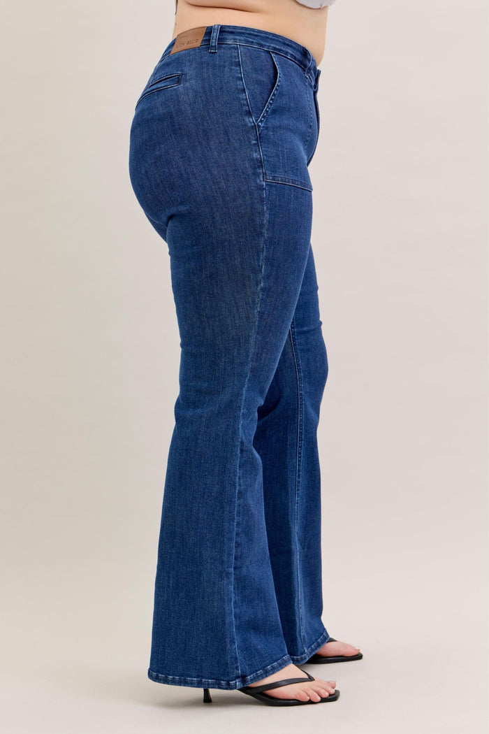 Judy Blue High Waist Flare with Patch Pocket Jeans