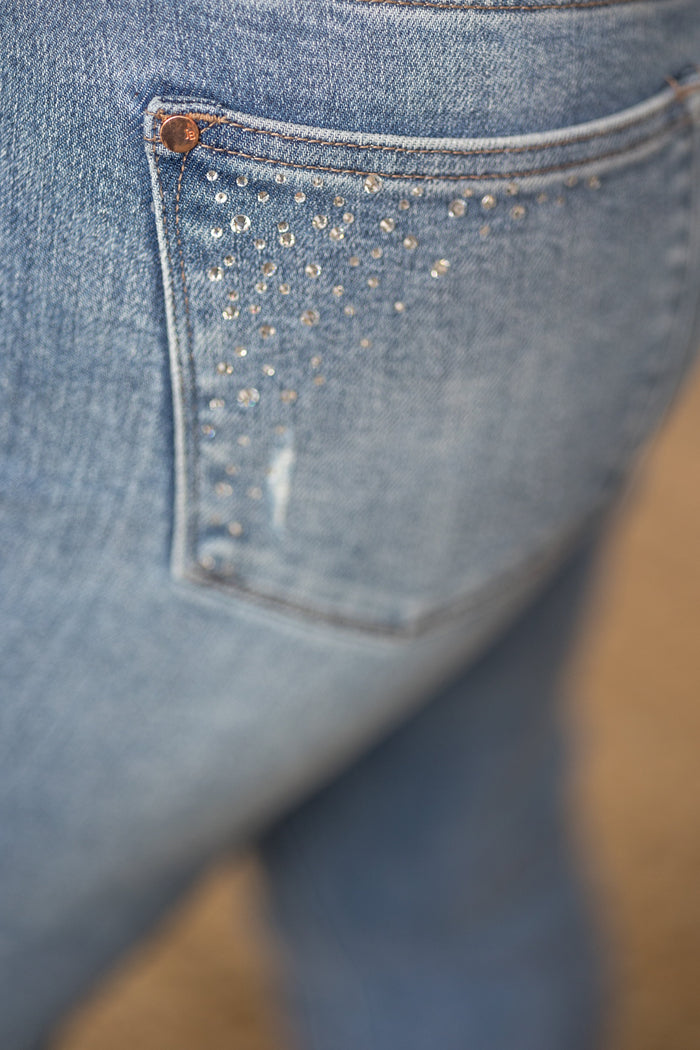 Judy Blue High Waist Rhinestone Slim Fit Jeans