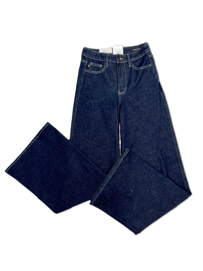 Judy Blue High Waist Tummy Control Retro Wide Leg Dark Denim Jean