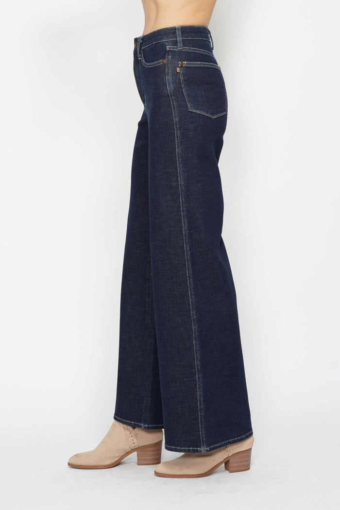 Judy Blue High Waist Tummy Control Retro Wide Leg Dark Denim Jean