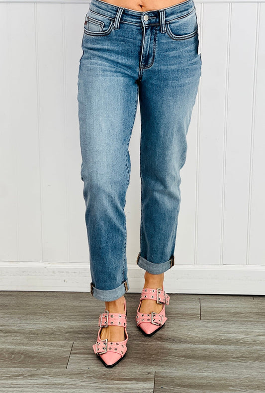 Judy Blue Mid Rise Classic Boyfriend Jeans
