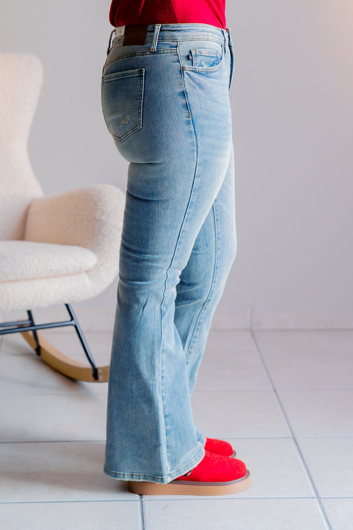 Judy Blue Mid Rise Pin tac Detail Flare Jeans - 33" Inseam