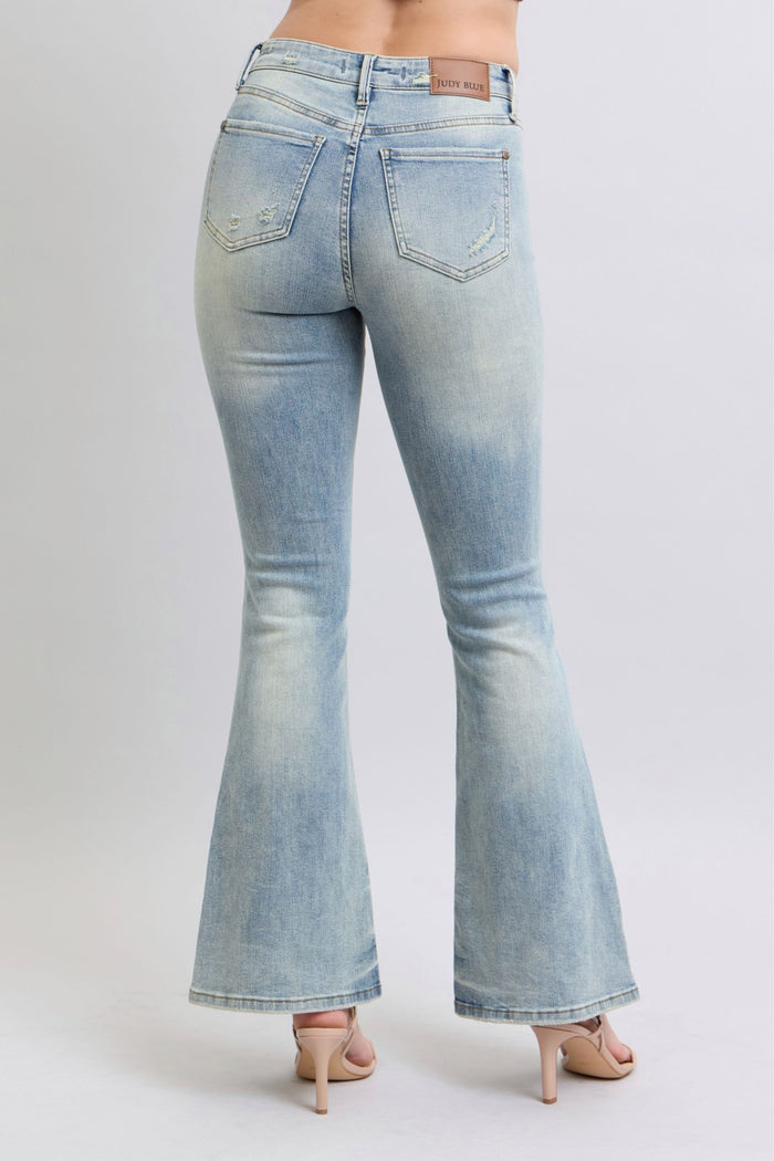 Judy Blue Mid Rise Pin tac Detail Flare Jeans - 33" Inseam