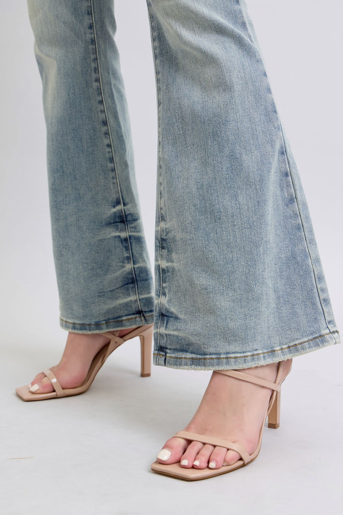 Judy Blue Mid Rise Pin tac Detail Flare Jeans - 33" Inseam