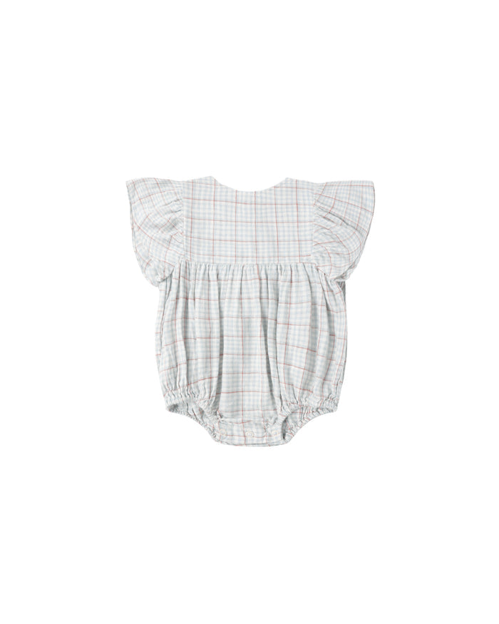 Kalea Romper || Light Blue Plaid