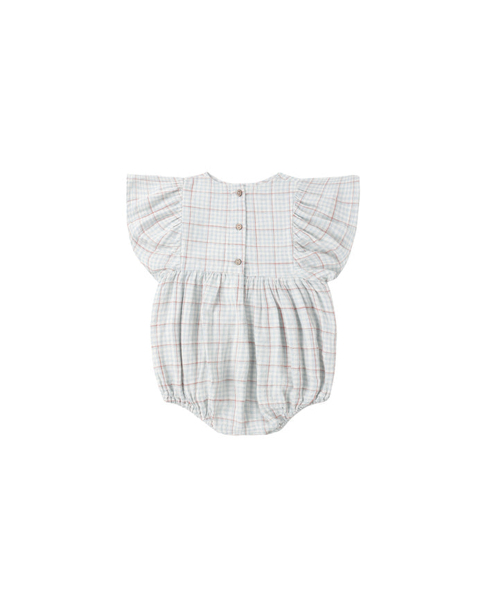 Kalea Romper || Light Blue Plaid
