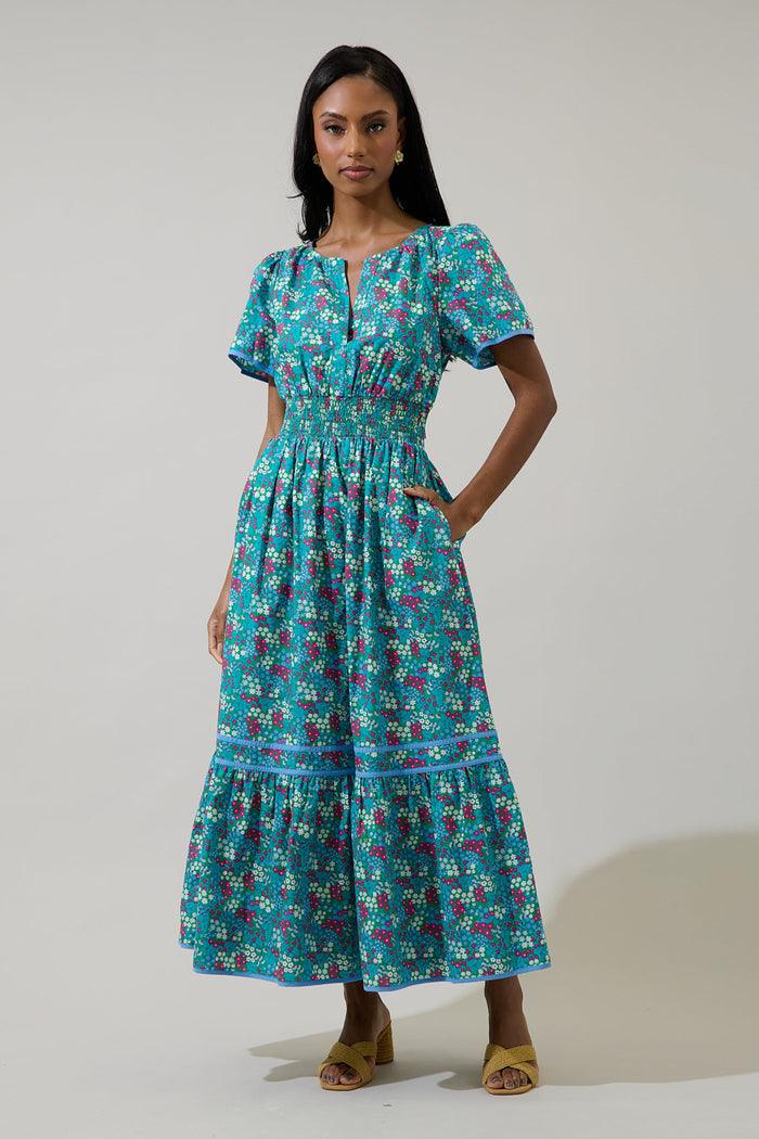 Karela Blossom Ordy Smocked Midi Dress
