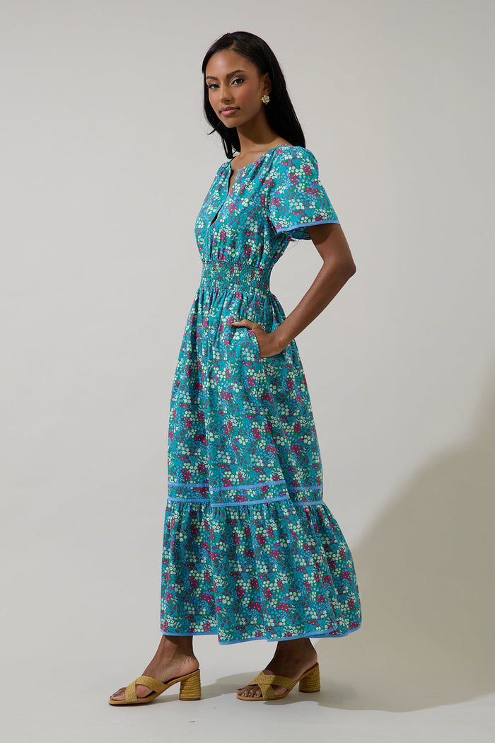Karela Blossom Ordy Smocked Midi Dress