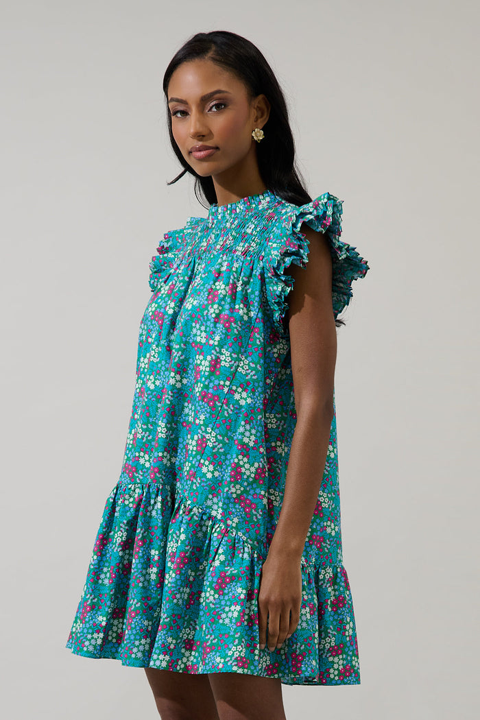 Karela Blossom Rhona Smocked Mini Dress