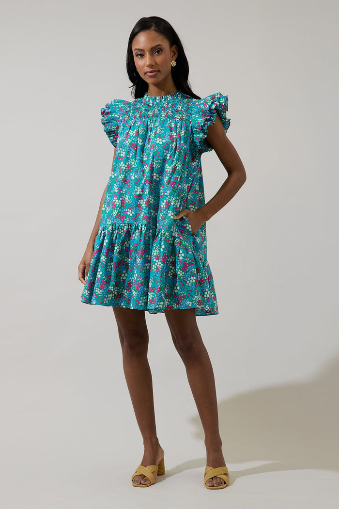 Karela Blossom Rhona Smocked Mini Dress