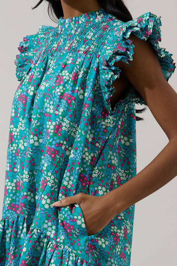 Karela Blossom Rhona Smocked Mini Dress