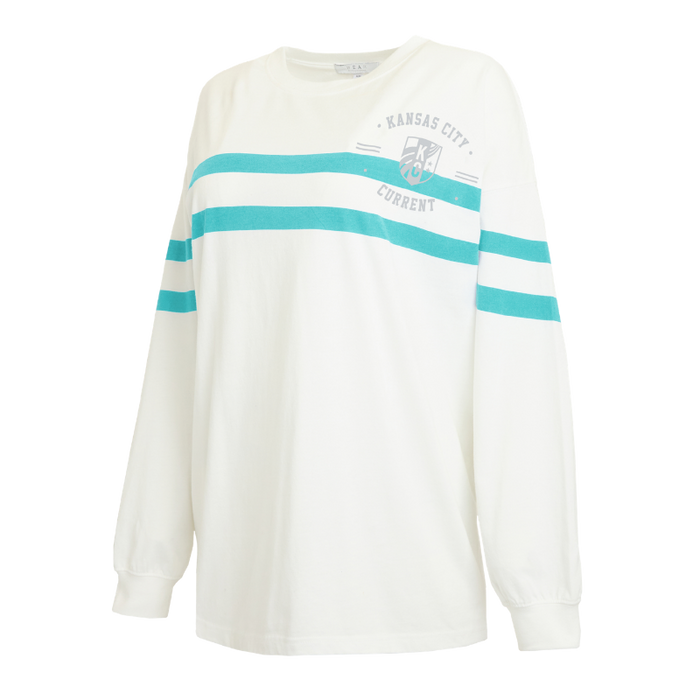 KC Current Women's Stripe Oversized Long Sleeve T-Shirt
