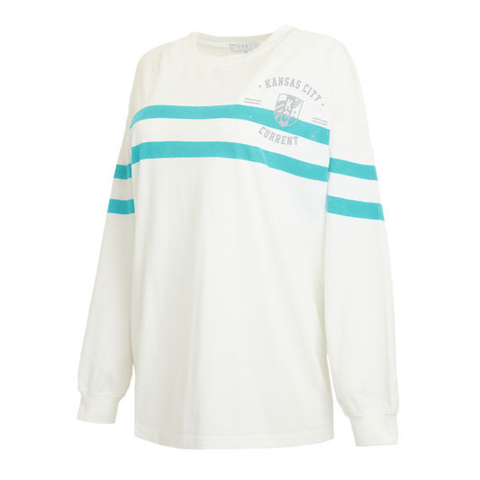 KC Current Women's Stripe Oversized Long Sleeve T-Shirt