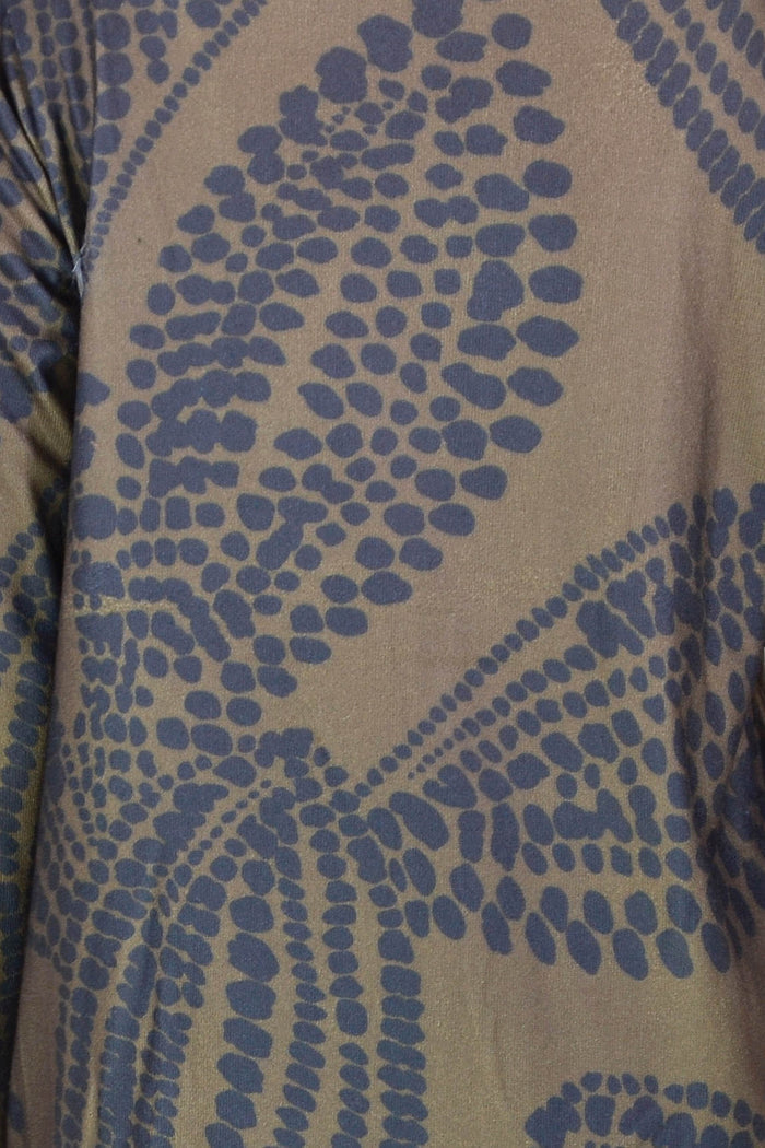 Khaki Black Floral Pattern Tunic Top